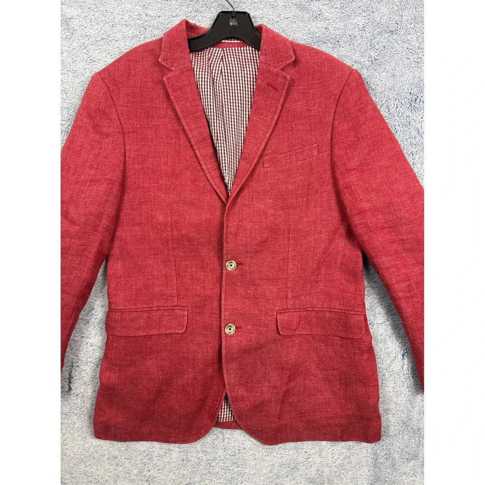 Sand Copenhagen Sherman Red Linen Blazer Sport Coat Mens Size 48 100% Linen 6669